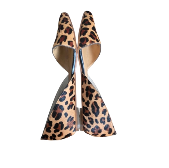 J. Crew Zoe Leather Leopard Print Calf Hair D'orsay Flats / Shoes  F5317 Size 7 - Picture 6 of 16